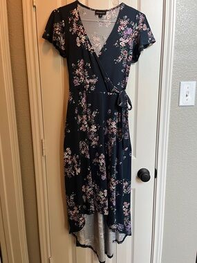 Floral Wrap Midi Dress - high/low